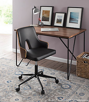 Upholstered Open Back Home Office Chair, , rollover