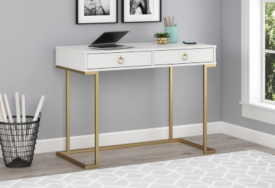 18.9 in. White 2 Drawer Writing Desk with Storage