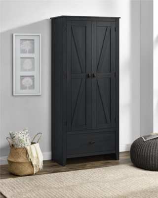 Rustic 30" Wide Storage Cabinet, Black, rollover