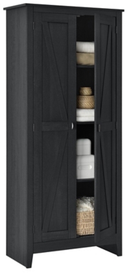 Rustic 31.5" Wide Storage Cabinet, Black, large