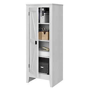 It’s time to get your house in order—organizationally and decoratively. The rustic style of this short cabinet brings a modern country appeal to your space. Reminiscent of barn doors, this casual piece houses four shelves perfect for storing office supplies, extra linens, seasonal clothing and more.Made of laminated engineered wood | Off-white woodgrain finish (multiple rustic finishes available) | 4 spacious shelves (2 adjustable) | Wall anchor kit included | Assembly required (2 adults recommended)