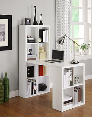 Far superior to your typical work surface, this desk not only has a large work area, it also offers plenty of storage to keep any space organized. The twelve cubbies provide lots of room to store books, binders and craft supplies. Whether this is for your home office or your craft zone, you’ll love the unique design and exceptional functionality.Made of engineered wood | Crisp white finish | 12 storage cubbies | Assembly required (2 adults recommended)