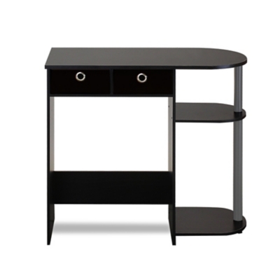 Compact Home Office Desk with Side Storage, Black/Gray