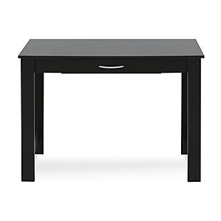 For functional and stylish design, bring home this writing desk. The large tabletop makes for a spacious experience and the drawer provides concealed storage. This simple piece blends seamlessly into your room, your personal expression and your budget.Made of engineered wood | Espresso finish | 1 drawer | Wipe clean with damp cloth. Avoid using harsh chemicals | Assembly required (instructions and hardware included)