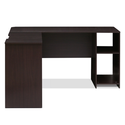 Corner Home Office Desk with Bookshelf, Espresso, large