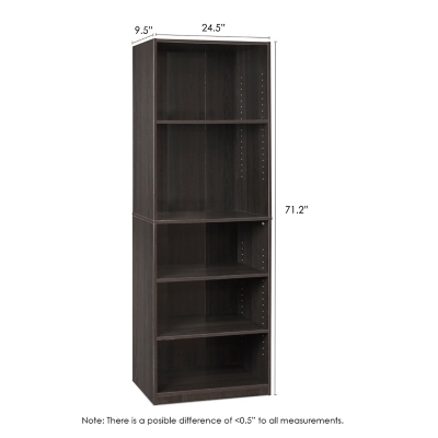 Five Shelf 71" Home Office Bookcase - Thumbnail 3