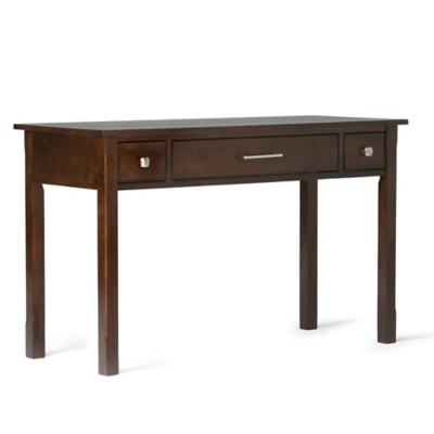 Two Drawer Desk with Pull-Out Keyboard Tray, Dark Tobacco Brown