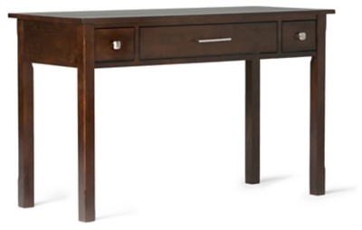 Two Drawer Desk with Pull-Out Keyboard Tray, Dark Tobacco Brown, large