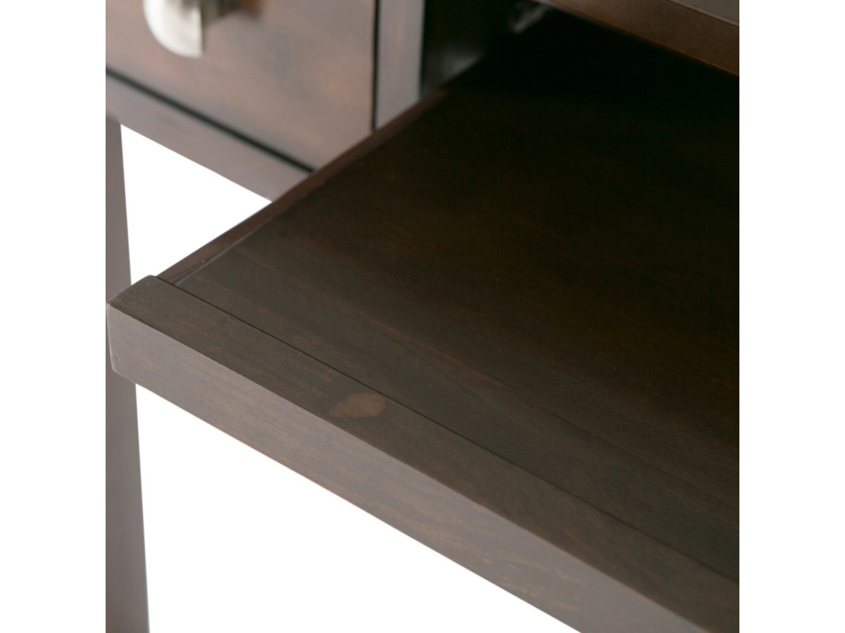 Two Drawer Desk with Pull-Out Keyboard Tray, Dark Tobacco Brown, large