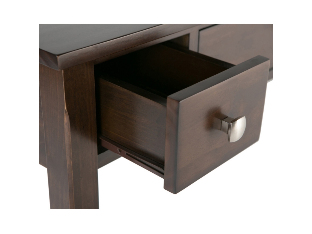 Two Drawer Desk with Pull-Out Keyboard Tray, Dark Tobacco Brown, large