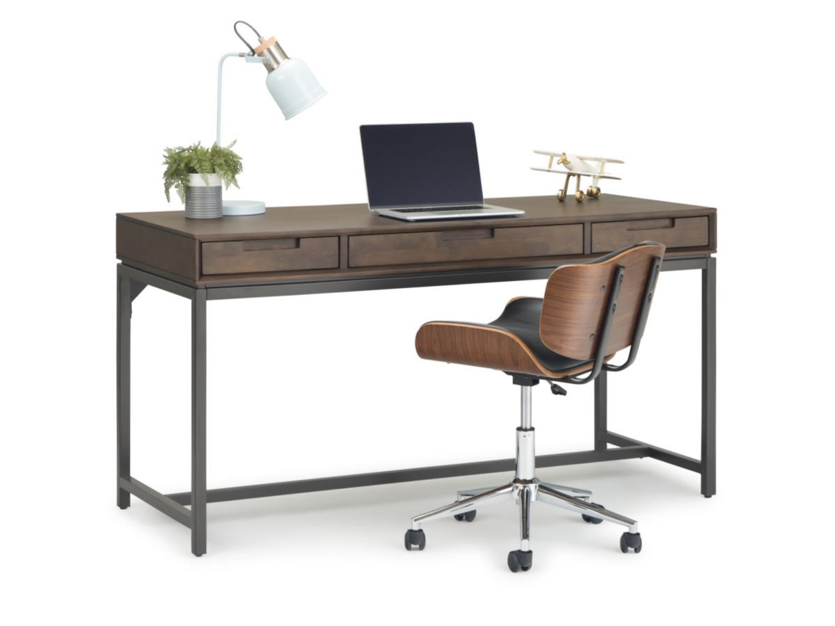 Simpli Home Banting 60" Desk, Walnut Brown, large