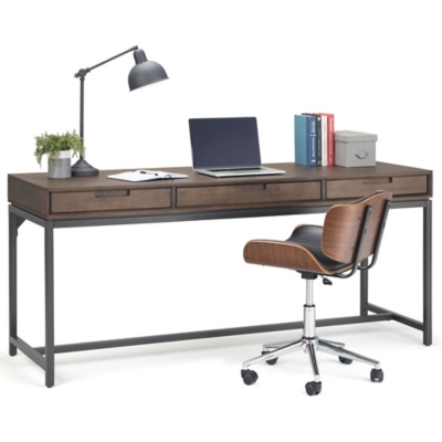 Simpli Home Banting 72" Desk, Walnut Brown, large