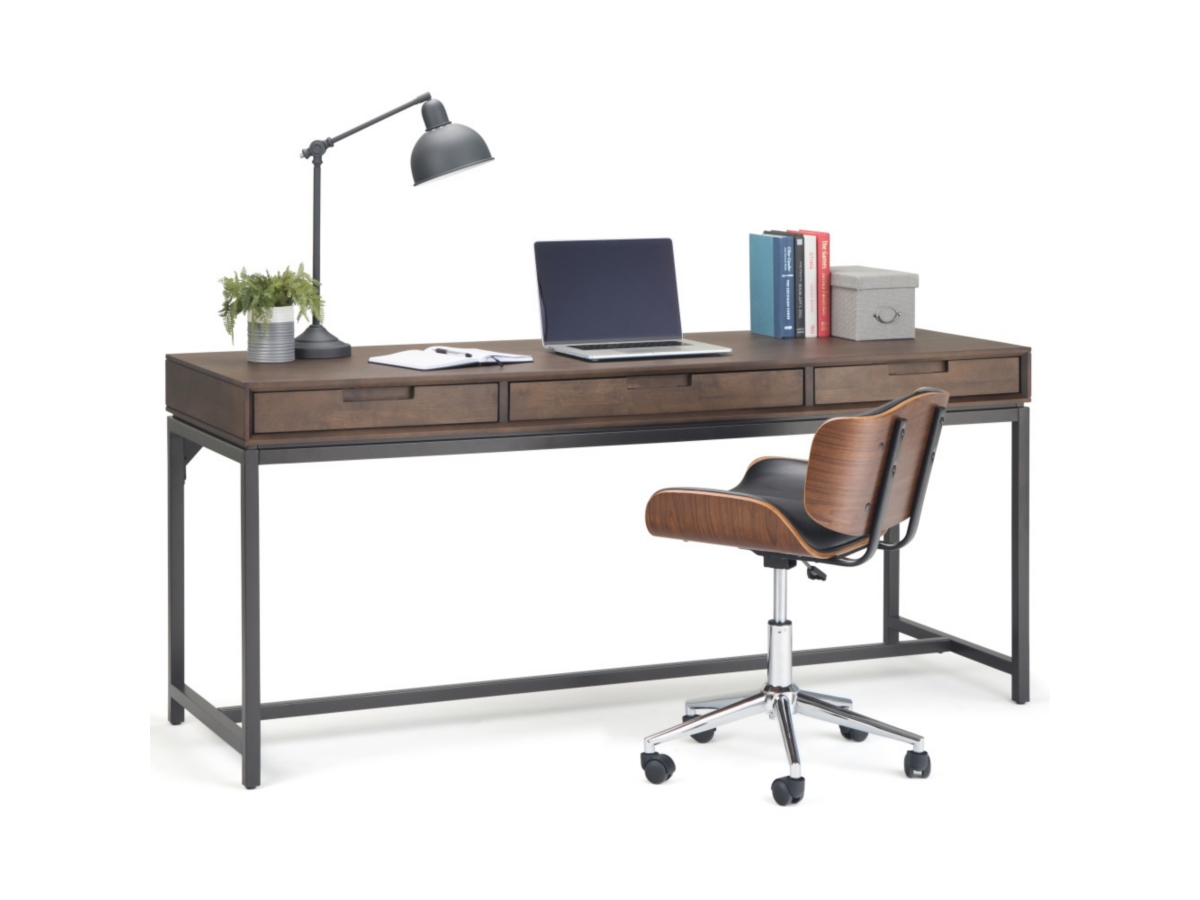 Simpli Home Banting 72" Desk, Walnut Brown, large