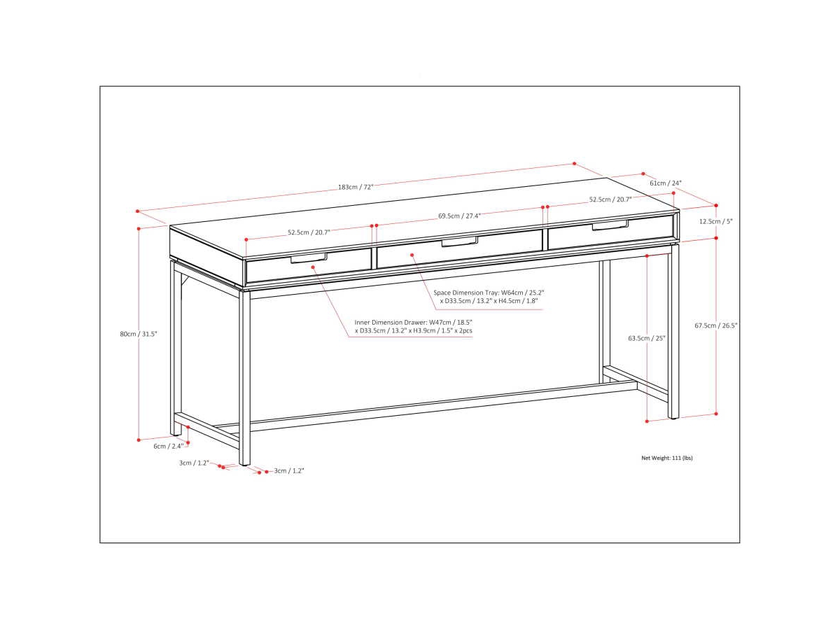 Simpli Home Banting 72" Desk, Walnut Brown, large