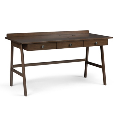 Simpli Home Erina Solid Acacia Wood Flat Top Desk in Distressed Charcoal Brown