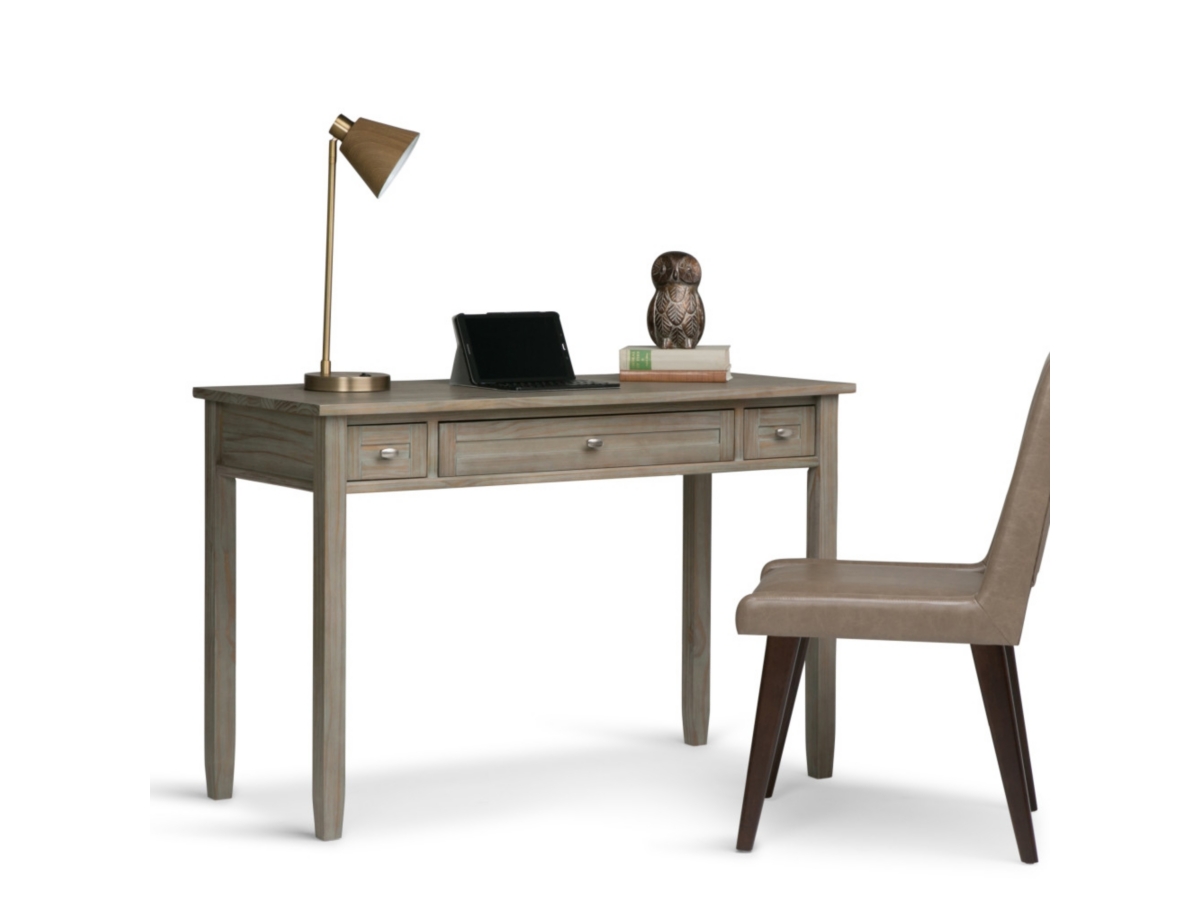 Writing Desk with Pull-Out Keyboard Tray, Distressed Gray, large