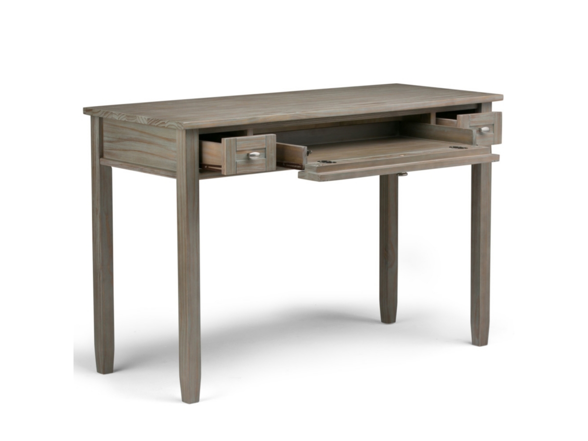 Writing Desk with Pull-Out Keyboard Tray, Distressed Gray, large
