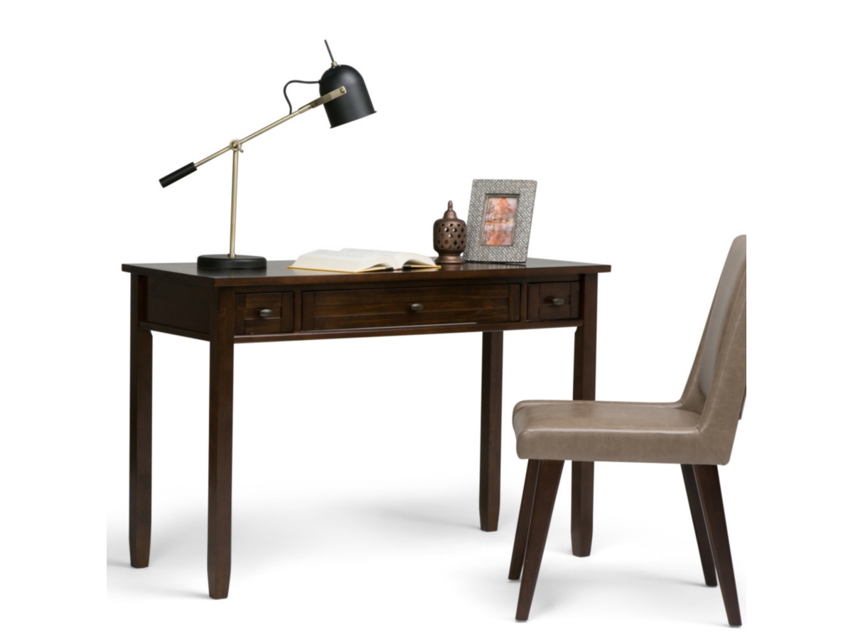 Writing Desk with Pull-Out Keyboard Tray, Tobacco Brown, large