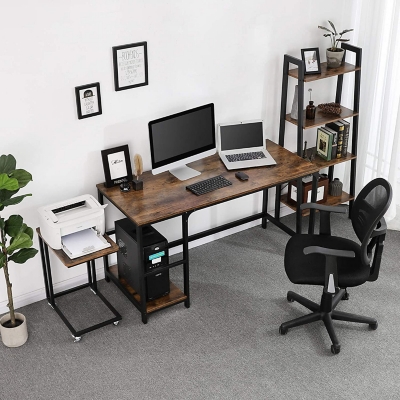 Computer Desk & Gaming Desk, Home Office Desks 55.1 Inch- Modern Simple  Writing Study Glass Computer Desk Home Office Desks Space-Saving  Multipurpose