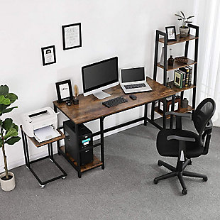 Vasagle Industrial Computer Desk, Brown, rollover