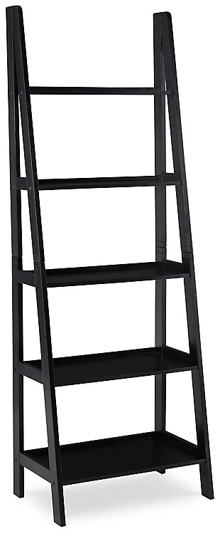 Linon Falan Ladder Bookshelf, Black, large