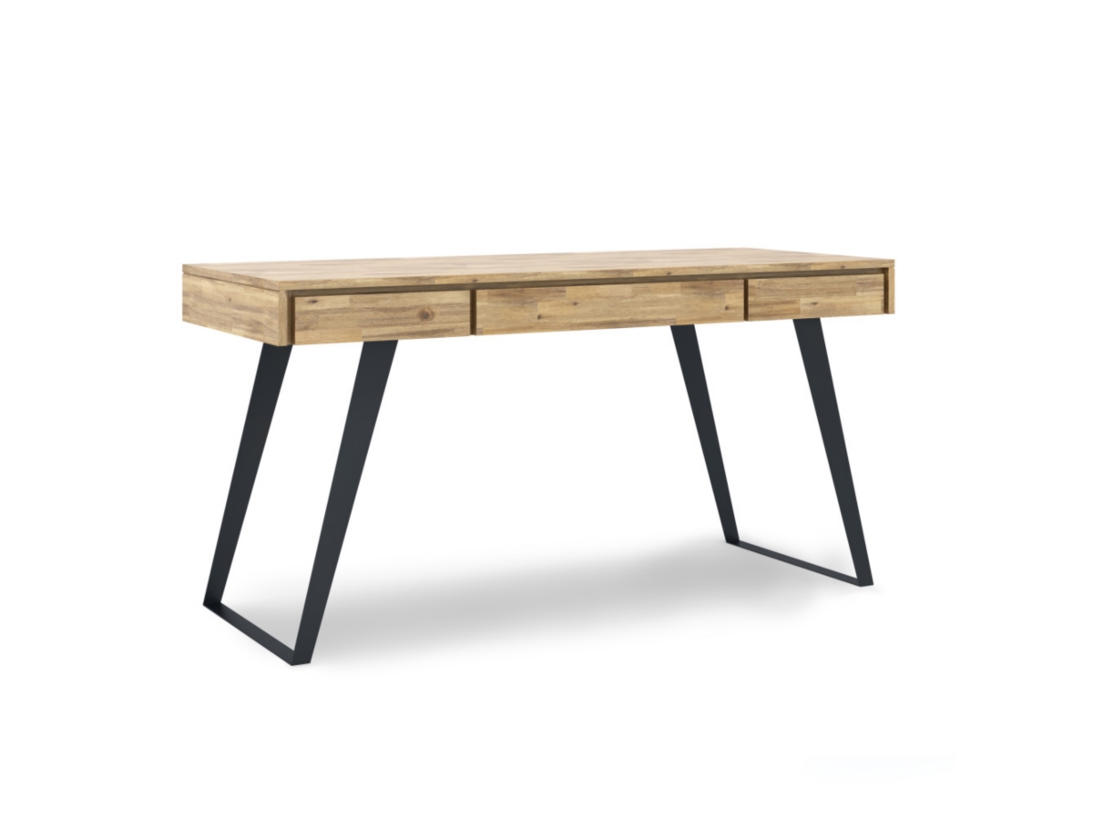 Simpli Home Lowry Industrial 54" Desk, Distressed Golden Wheat, large