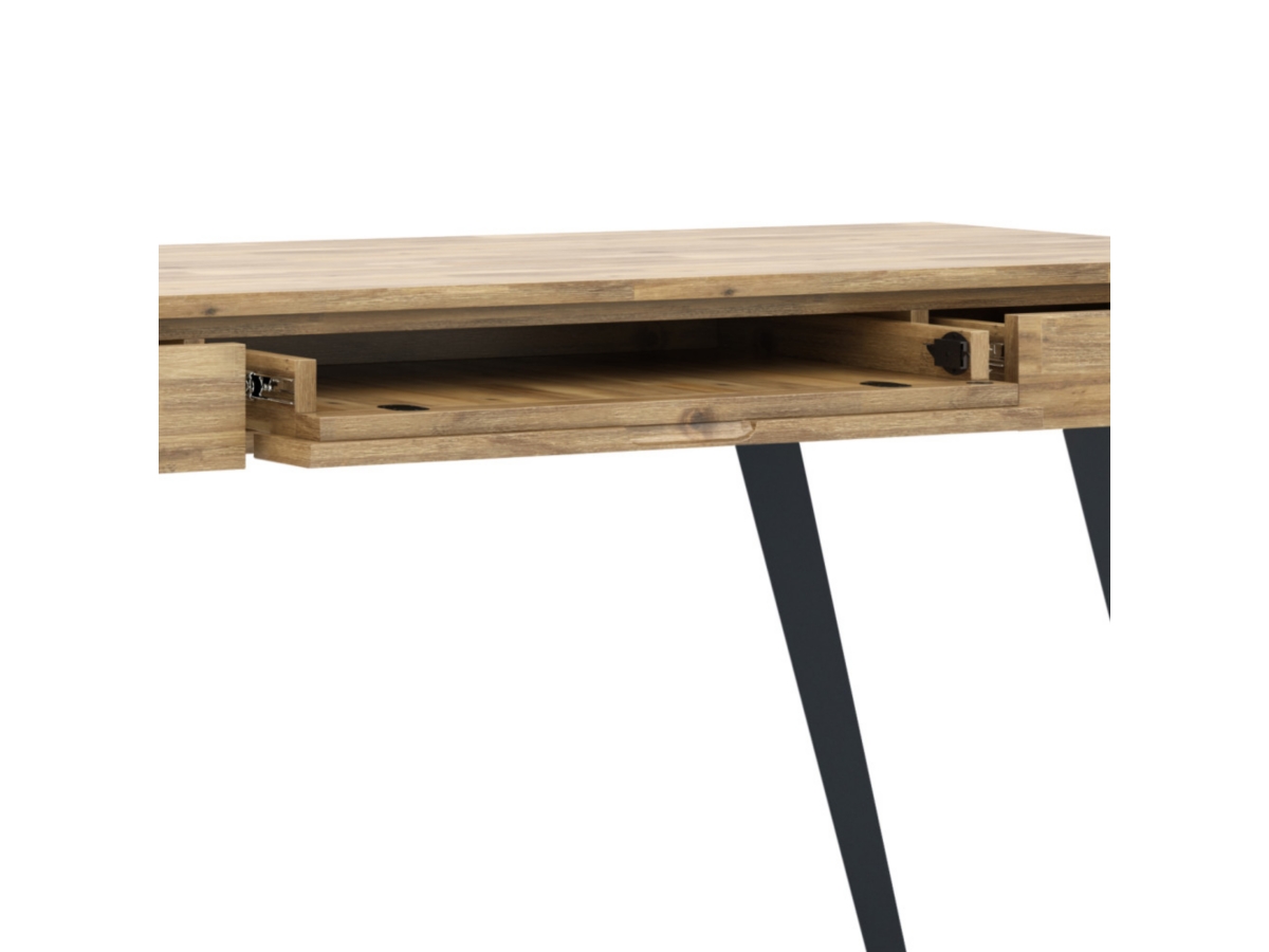 Simpli Home Lowry Industrial 54" Desk, Distressed Golden Wheat, large