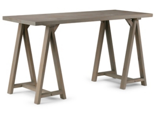 Sawhorse SOLID WOOD Modern Industrial 56 inch Wide Writing Desk in Distressed Grey