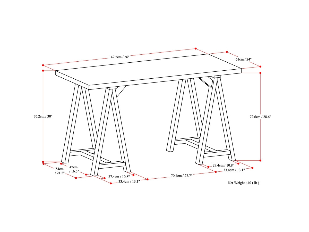 Simpli Home Sawhorse 56" Writing Desk, , large