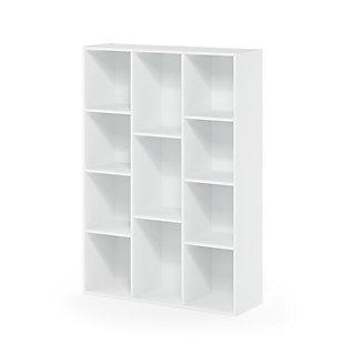 11-Cube Reversible Open Shelf Bookcase, White, large