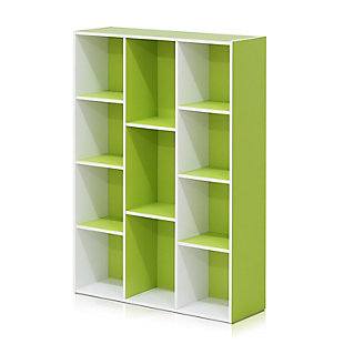 11-Cube Reversible Open Shelf Bookcase, Green, rollover