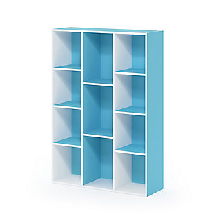 11-Cube Reversible Open Shelf Bookcase, Blue, large