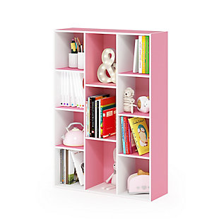 11-Cube Reversible Open Shelf Bookcase, Pink, rollover