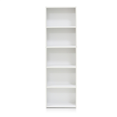 Luder 5-Tier Reversible Color Open Shelf Bookcase, White, large