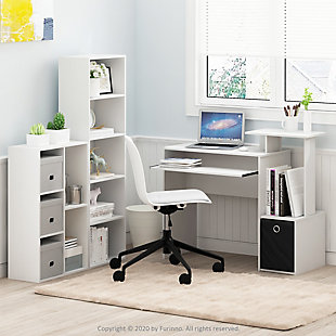 Luder 5-Tier Reversible Color Open Shelf Bookcase, White, rollover