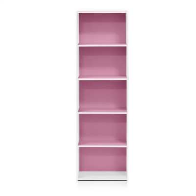 Luder 5-Tier Reversible Color Open Shelf Bookcase, Pink, large