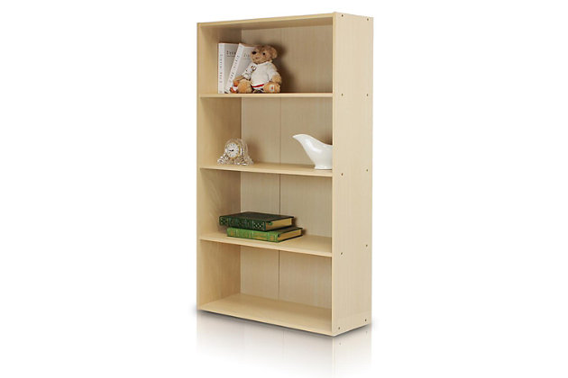 Classic and architectural. This open concept storage shelf makes a strong statement in a bedroom, home office or gracing a living room wall. Quality crafted of engineered particle board, this bookcase is ideal for transitional interior styles.Made of carb grade engineered wood | Wipe with a damp cloth | Assembly required