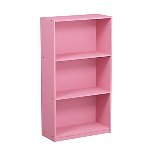 Basic 3-Tier Bookcase Storage Shelves, Pink, rollover