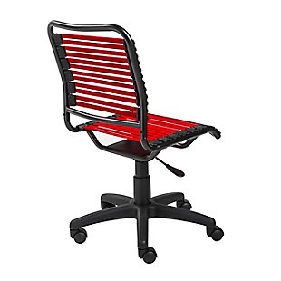 What a cool way to get down to work. This low back office chair includes a flat bungie design offering unparalleled support and natural ventilation, ma long hours behind your desk a lot more comfortable. And the sleek, contemporary styling of this smooth-gliding office chair doesn’t hurt either.Powdercoated steel frame | Nylon base | Adjustable height | Flat bungie cord seat and back with black nylon fittings | 50 mm casters for easy mobility | Assembly required