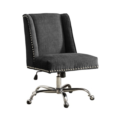 Linon Draper Office Chair, Charcoal, rollover