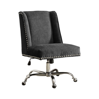 Linon Draper Office Chair, Charcoal, large