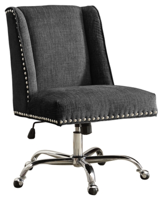 Linon Draper Office Chair, Charcoal, large