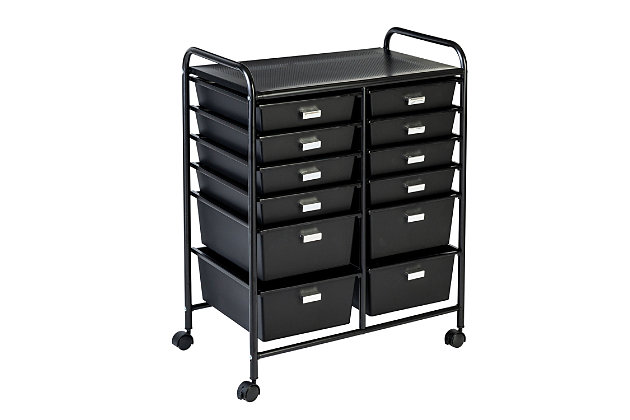 Honey-Can-Do Rolling Storage Cart and Organizer with 12 Plastic Drawers 