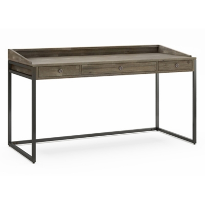 Simpli Home Ralston Solid Acacia Wood Modern Industrial 60" Writing Desk, Gray, large