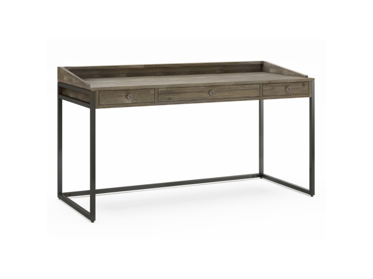 Simpli Home Ralston Solid Acacia Wood Modern Industrial 60" Writing Desk, Gray, large