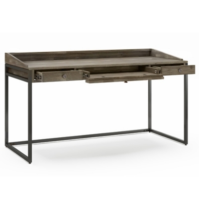 Simpli Home Ralston Solid Acacia Wood Modern Industrial 60" Writing Desk, Gray, large