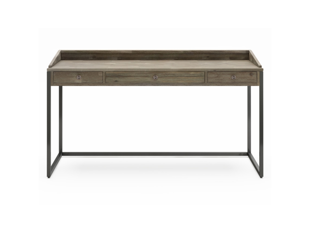Simpli Home Ralston Solid Acacia Wood Modern Industrial 60" Writing Desk, Gray, large