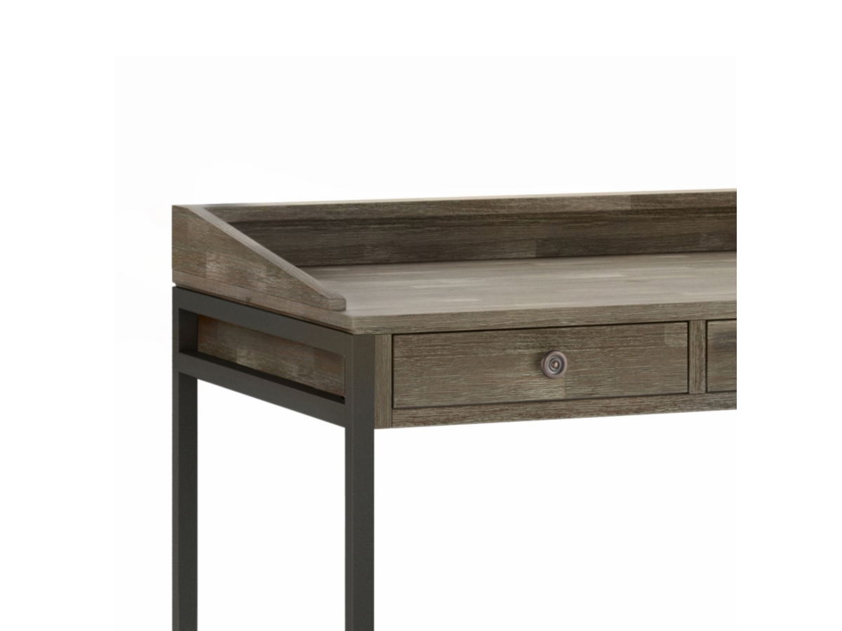 Simpli Home Ralston Solid Acacia Wood Modern Industrial 60" Writing Desk, Gray, large