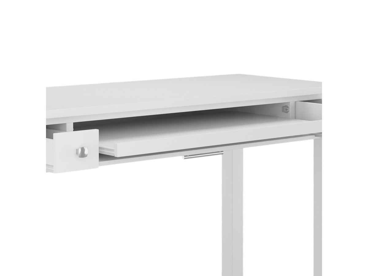 Simpli Home Avalon Solid Wood Contemporary 47" Writing Desk, White, large