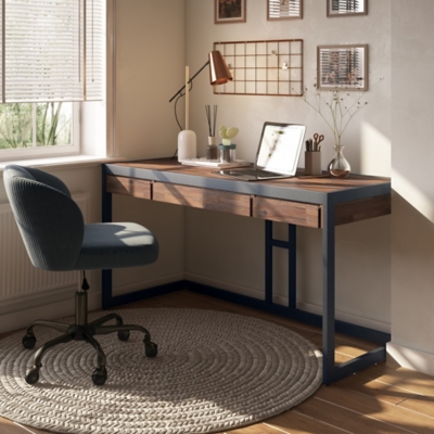 Simpli Home Erina Solid Acacia Wood Modern Industrial 60" Writing Desk, , large